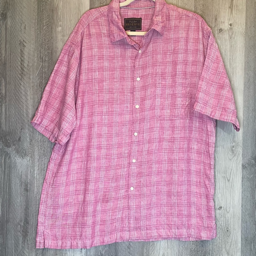 Jos. A. Bank Pink Checkered Linen Shirt